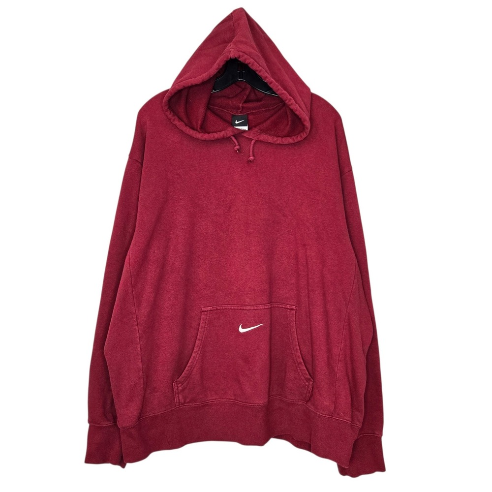 Y2K Nike Center Swoosh Maroon Burgundy Hoodie Pullover Sweatshirt XXL retro VTG